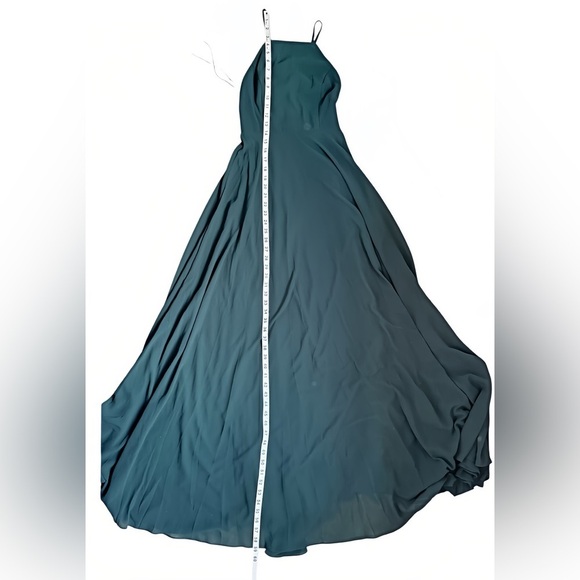 Lulus Green Chiffon Maxi Dress XS | Spaghetti Strap Empire Waist Backless Gown - Picture 12 of 13